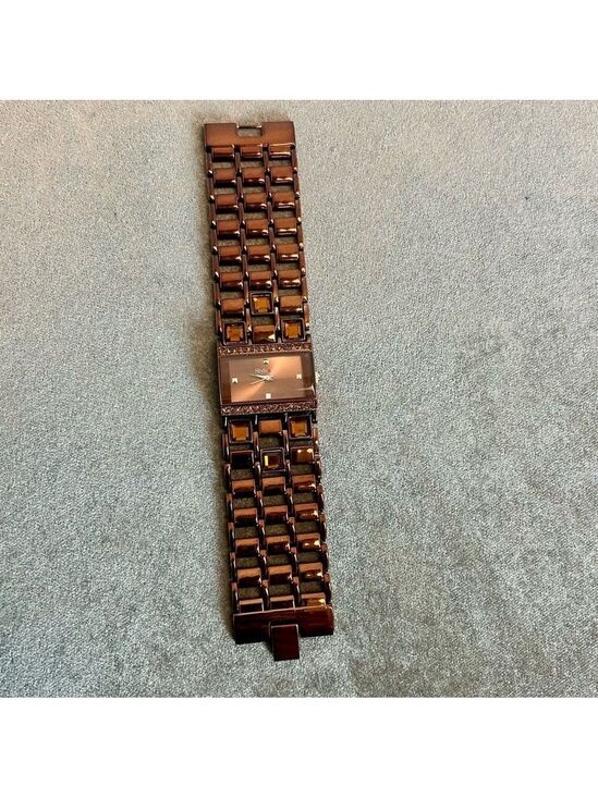 Style & Co. Accessories - Style & Co. Bronze Amber Crystal rhinestone rectangular watch
